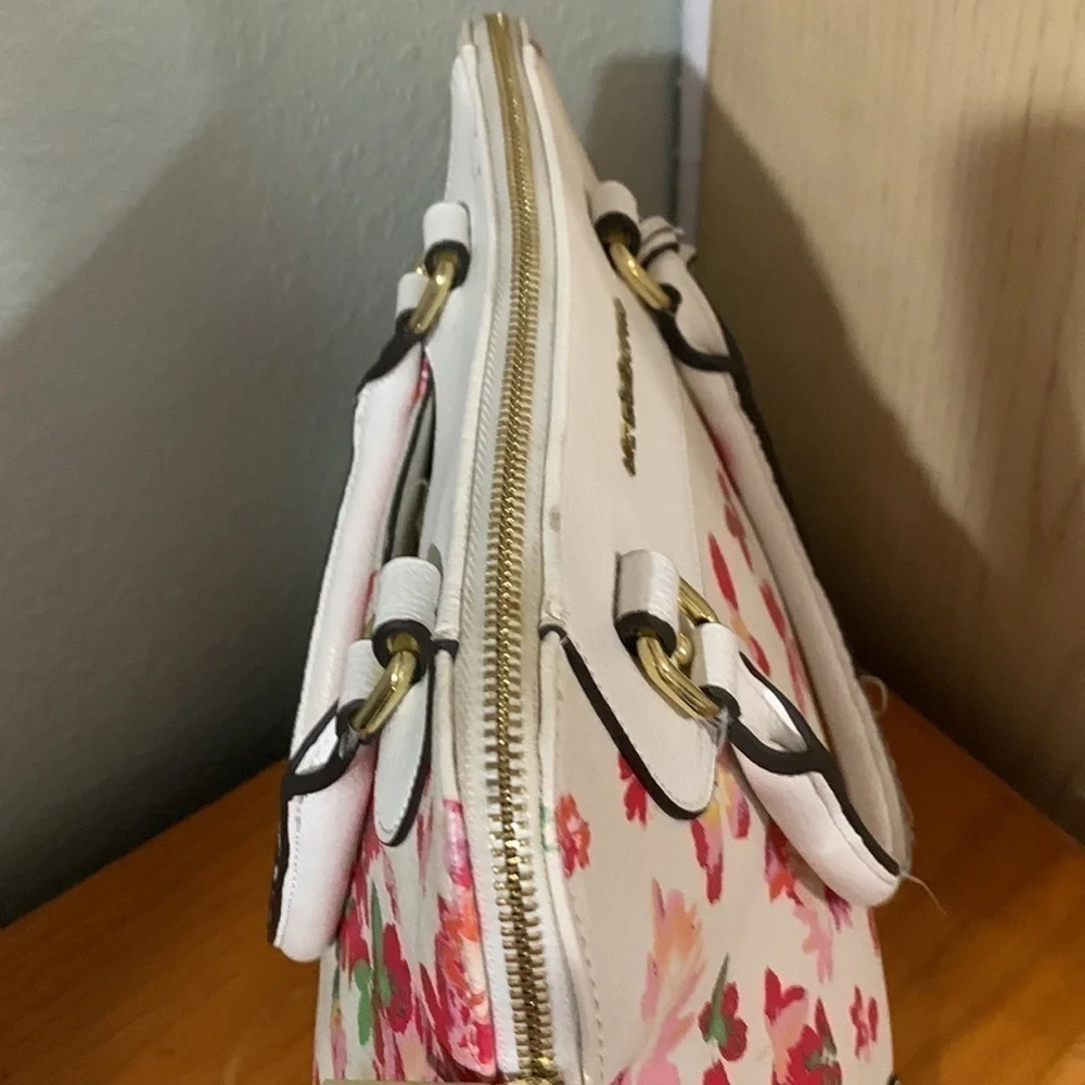 Liz, Claiborne, floral and white satchel